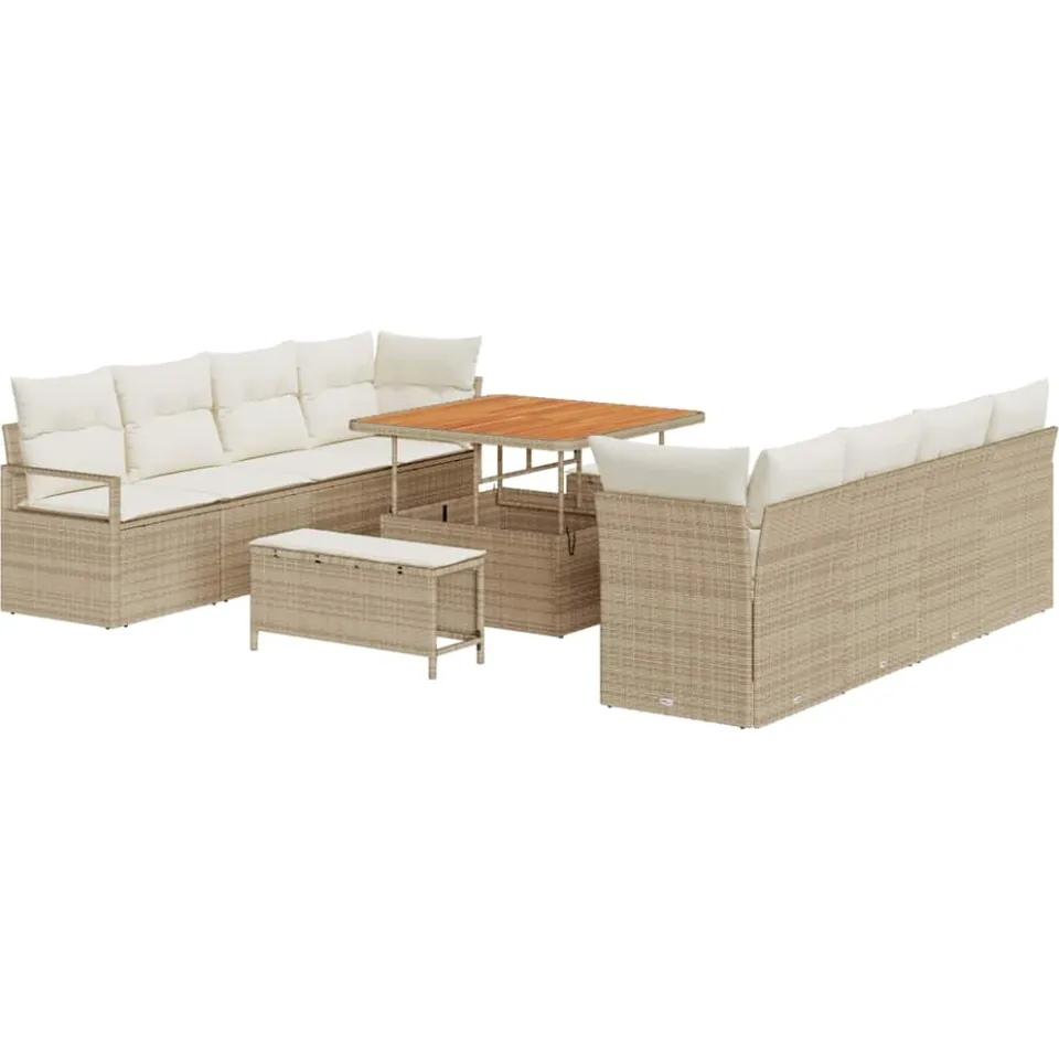 vidaXL Tuinbankenset 11 st Beige poly rattan