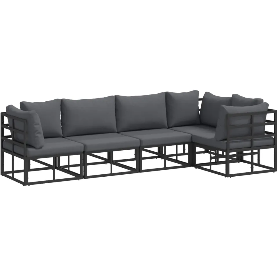vidaXL Tuinbankenset 5 st Zwart Aluminium