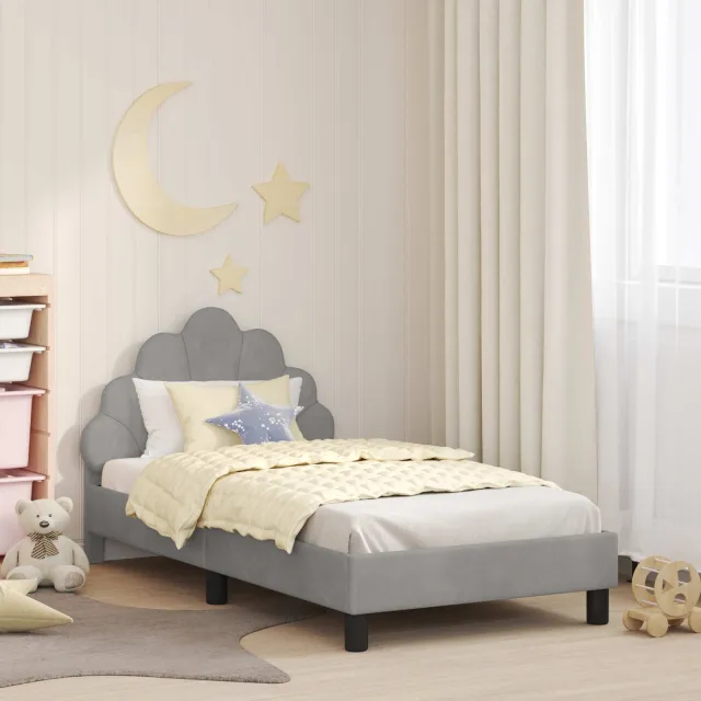 vidaXL Bedframe voor kinderen met hoofdbord Lichtgrijs 80 x 160 cm