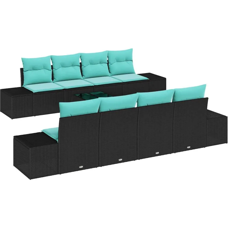 vidaXL Tuin Sofa Set 9 st Zwart poly rattan