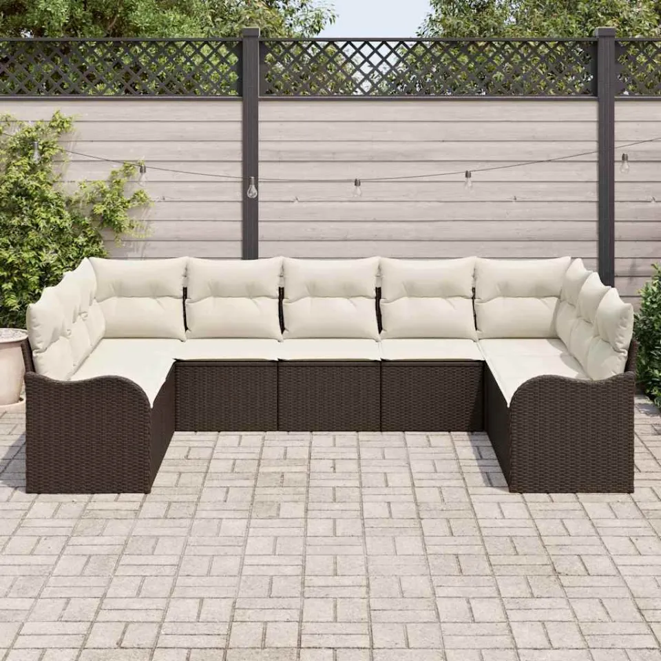 vidaXL Tuin Sofa Set 9 st Bruin poly rattan, foto 3