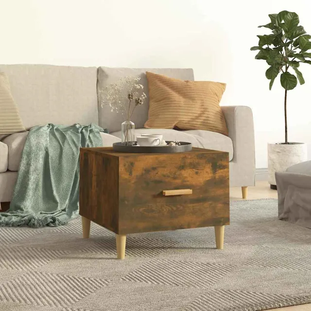 vidaXL Salontafel 50x50x40 cm bewerkt hout gerookt eikenkleurig, foto 2
