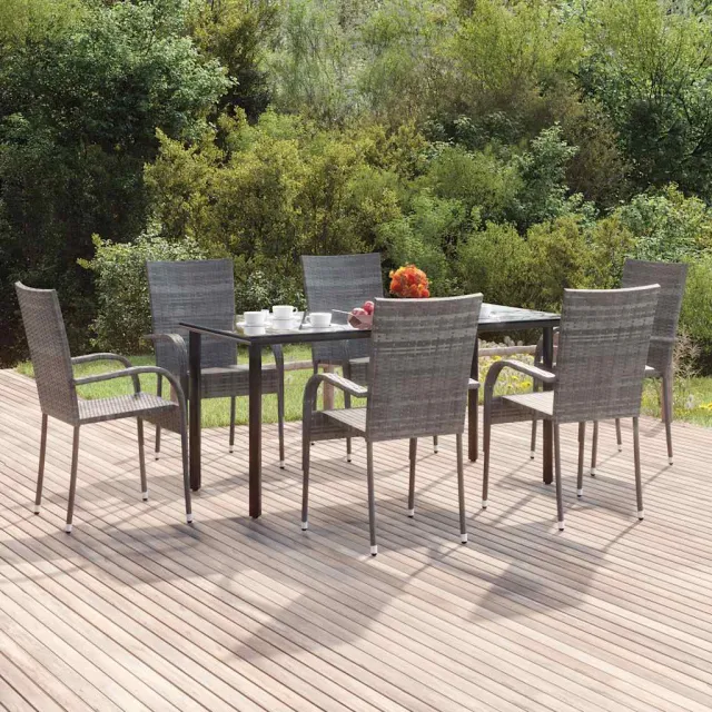 vidaXL 7-delige Tuinset poly rattan grijs, foto 2