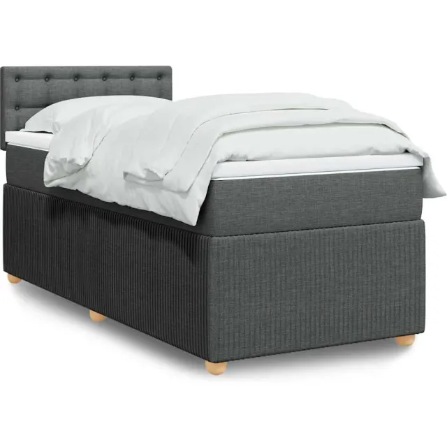 vidaXL Boxspring met matras stof donkergrijs 80x200 cm grijs