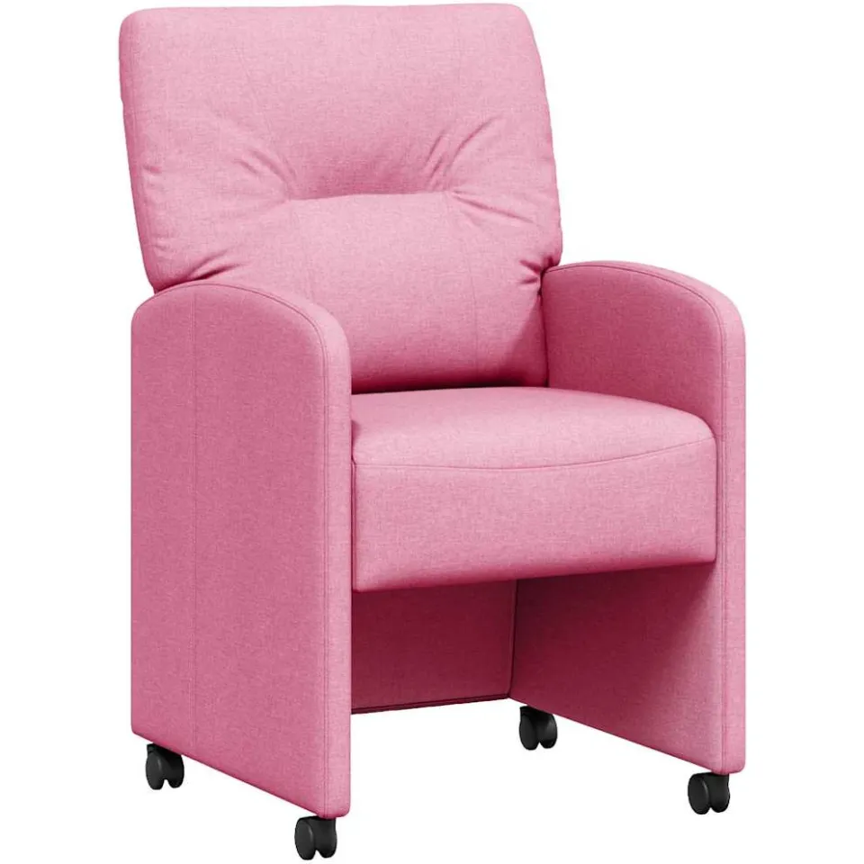 vidaXL Eetkamerstoelen met Wieltjes 2 st Stof Roze 57 x 67 x 95 cm