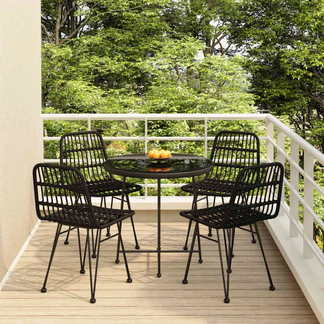 vidaXL 5-delige Tuinset poly rattan zwart, foto 2