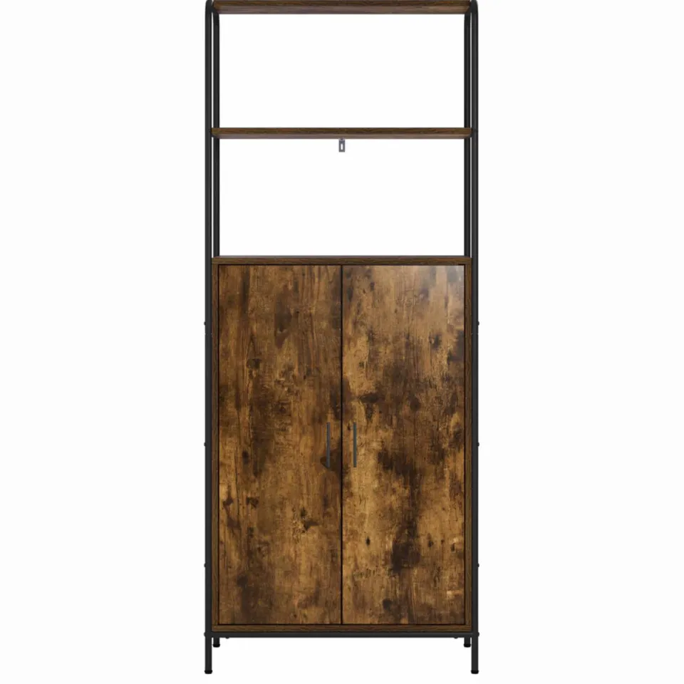vidaXL Hoge kast Gerookt eiken 40 x 33 x 161 cm Bewerkt hout, foto 4