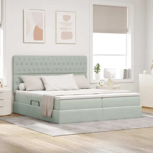 vidaXL Opslag bed Lichtgrijs 180 x 200 cm Fluweel