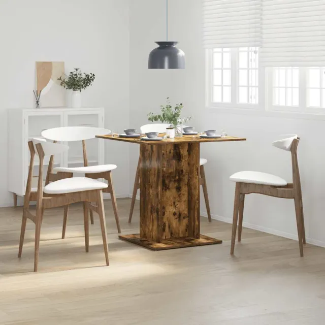 vidaXL Eettafel 80x80x75 cm bewerkt hout gerookt eiken Bruin