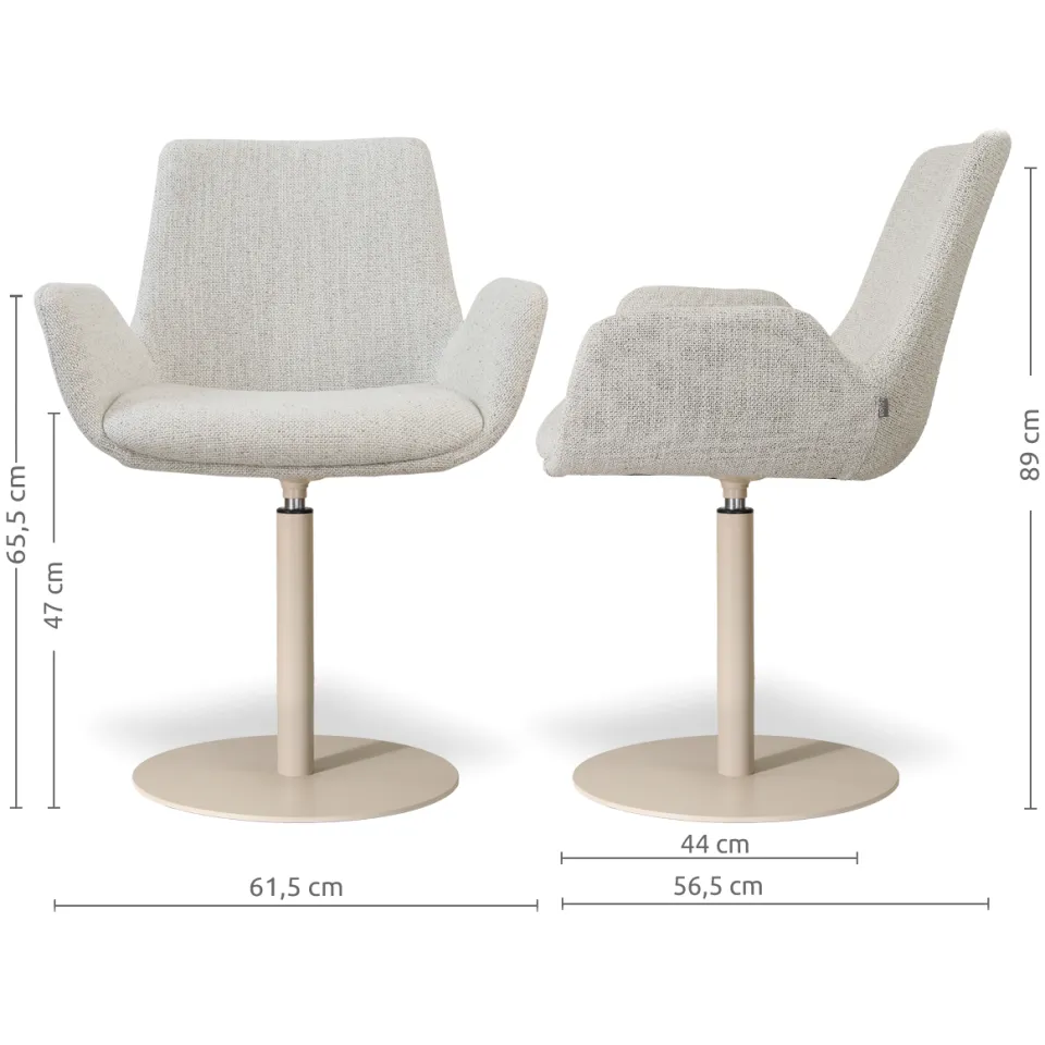 Nolon Niva-Eef draaibare tulp eetkamerstoel beige gemêleerd - beige onderstel, foto 3