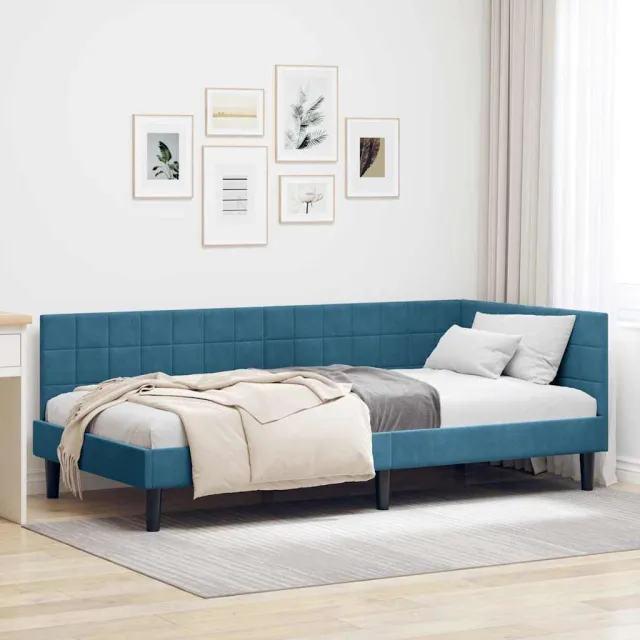 vidaXL Hoekbedframe Blauw 100 x 200 cm fluweel