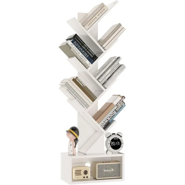 MOKED Boom Boekenplank – 6-Laags Boekenkast met Kubusrek – Wit