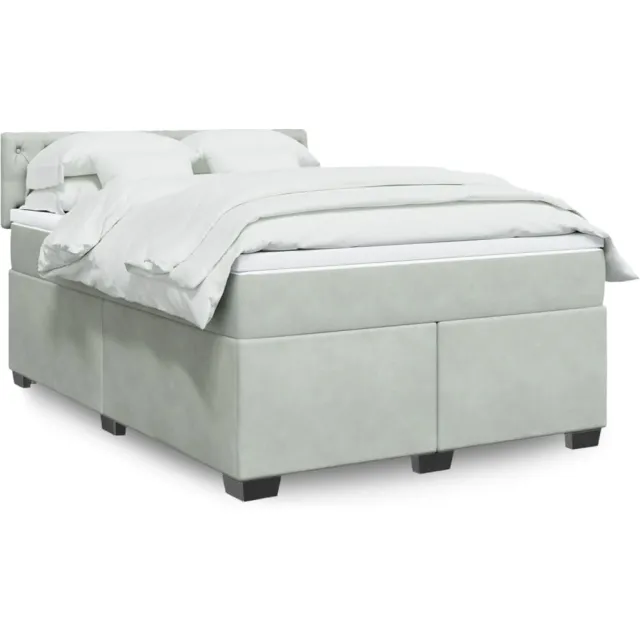 vidaXL Boxspring met matras fluweel lichtgrijs 140x190 cm grijs