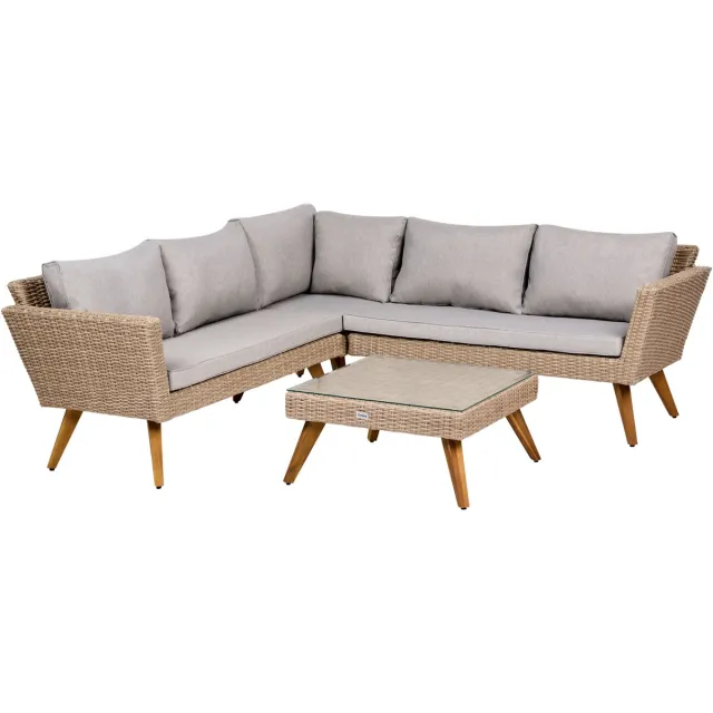 Beliani VITTORIA - Loungeset 5-zits - Grijs - Rotan