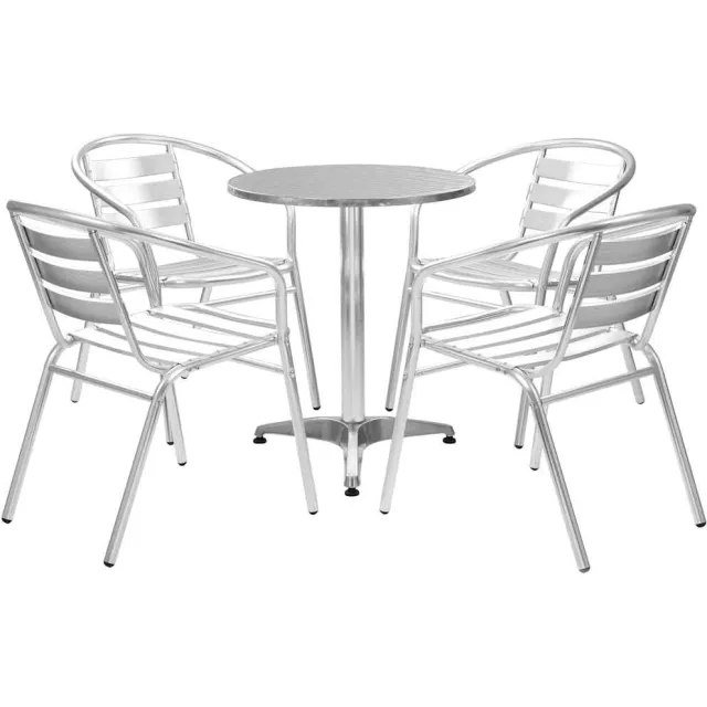 vidaXL 5-delige Tuinset aluminium zilverkleurig