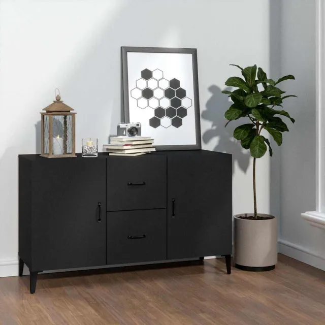 vidaXL Dressoir 100x36x60 cm bewerkt hout zwart, foto 2
