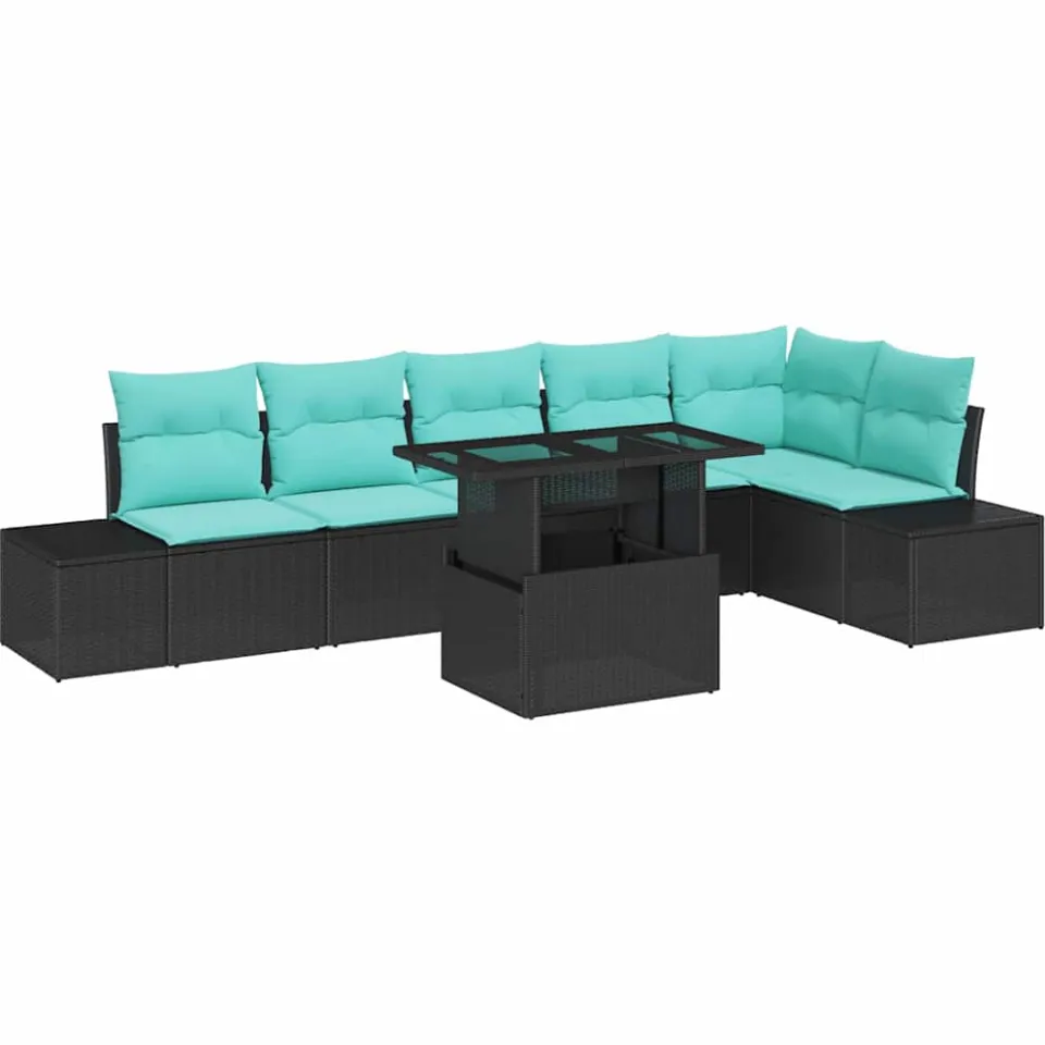 vidaXL Tuin Sofa Set 7 st Zwart poly rattan