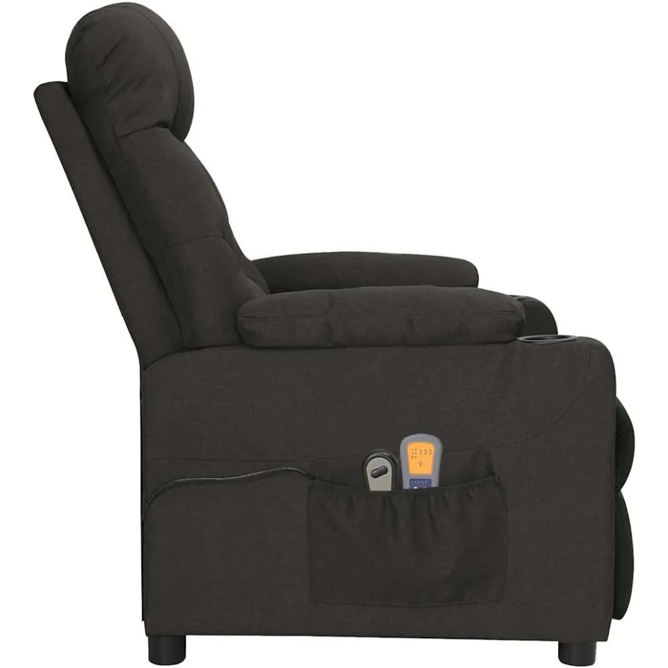 vidaXL Massagestoel elektrisch stof zwart, foto 4
