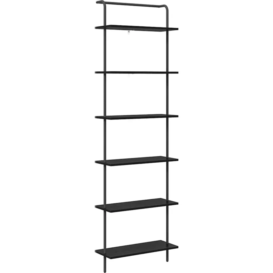 vidaXL Boekenkast 6-laags 60 x 24 x 203 cm Bewerkt hout Zwart Eiken, foto 3