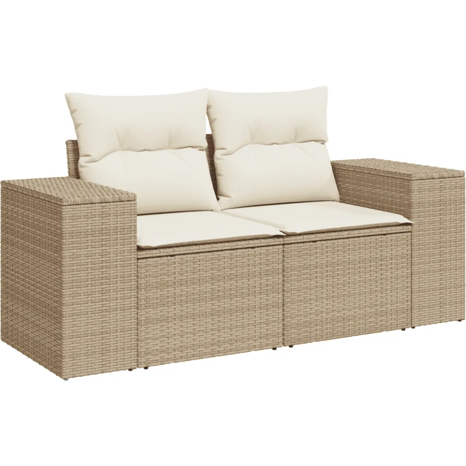 vidaXL 6-delige Loungeset met kussens poly rattan beige, foto 4