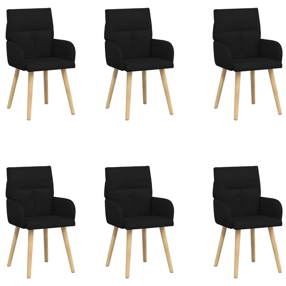 vidaXL Eettafelstoelen 6 st Stof Zwart 60 x 56 x 93 cm, foto 3