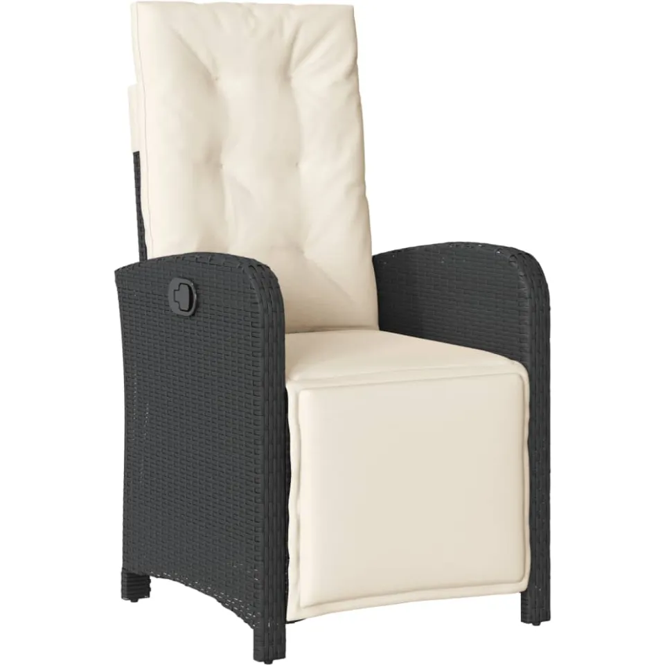 vidaXL 7-delige Tuinset met kussens poly rattan zwart