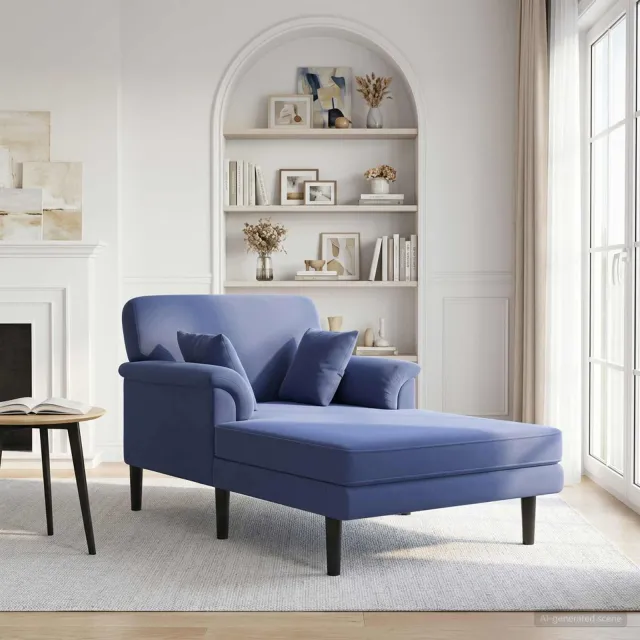 vidaXL Chaise longue Politieblauw fluweel blauw, foto 2