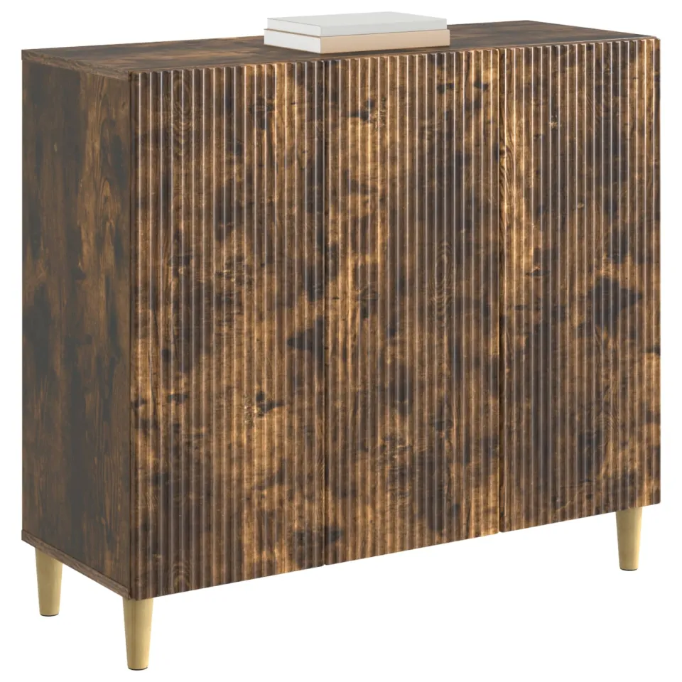 vidaXL Dressoir Gerookt eiken 89 x 34,5 x 80 cm Bewerkt hout Bruin