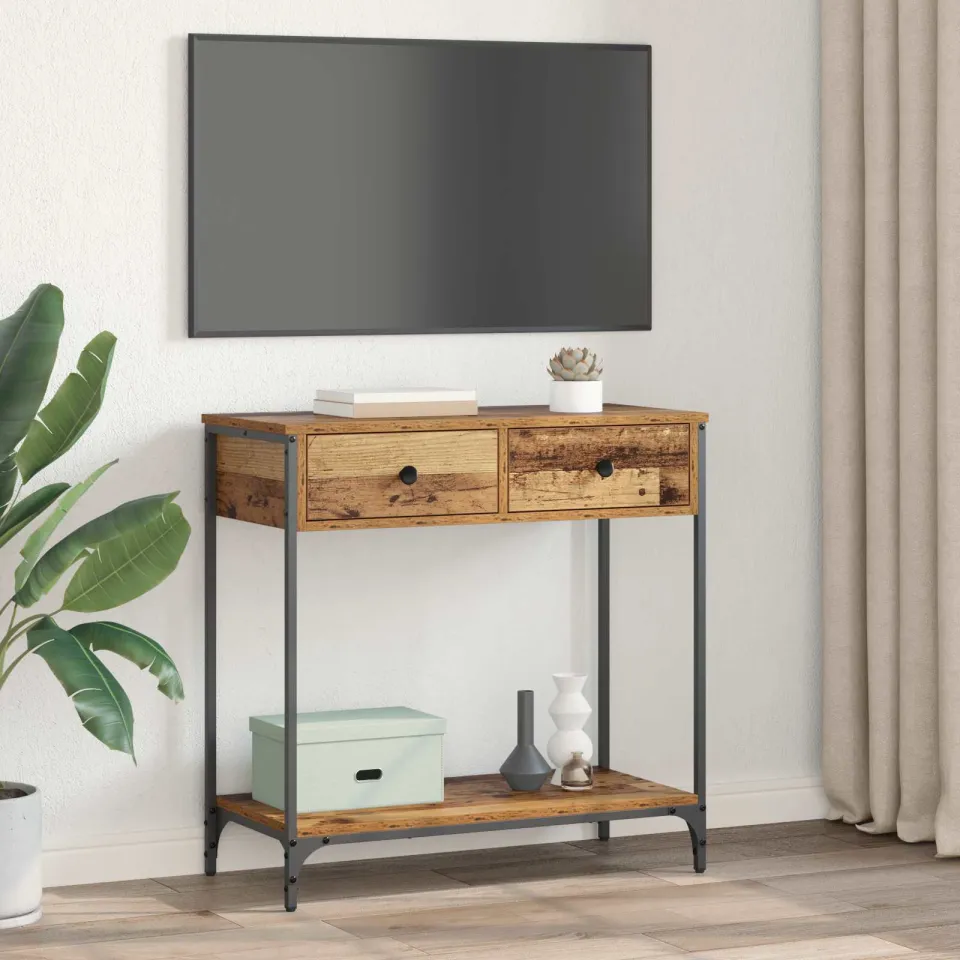 vidaXL Wandtafel Oud Hout 75 x 34,5 x 75 cm Bewerkt hout bruin, foto 4
