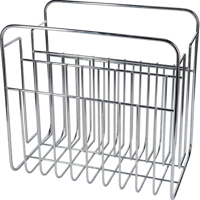 Fameilleur tijdschriftenrek 34x20,5xH33cm chrome Album - metalen lectuurbak en krantenrek, voor tijdschriften, kranten en boeken, servies voor thuis, restaurant en horeca, mooi als cadeau zilver