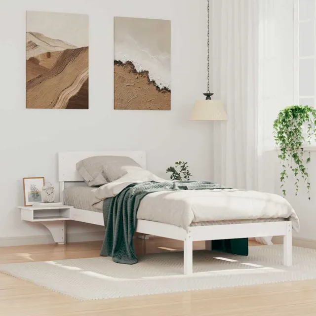 vidaXL Bedframe met hoofdeinde Wit 75 x 190 cm Massief grenenhout