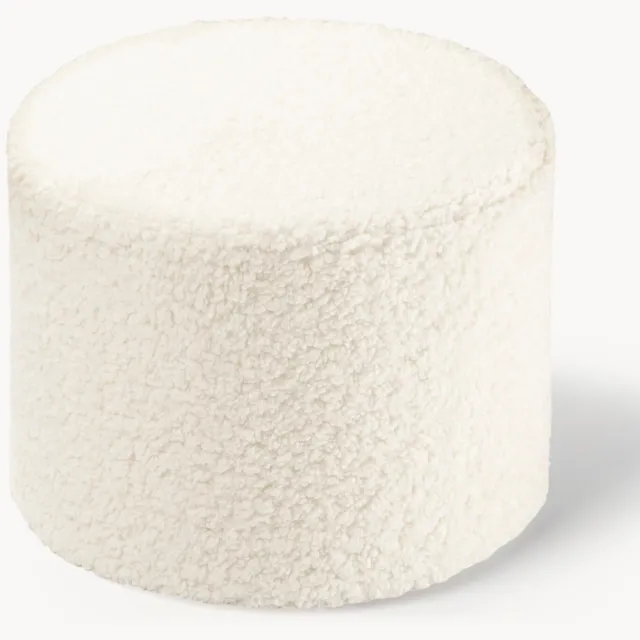 Wigiwama Kinderen teddy poef Sugar, Ø 40 cm Wit