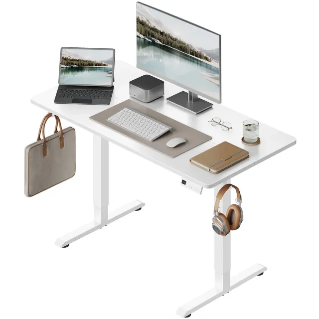 BukkitBow Elektrisch Verstelbaar Bureau - 3 Memory Standen - Zit-Sta Bureau - 120x60cm (Wit)
