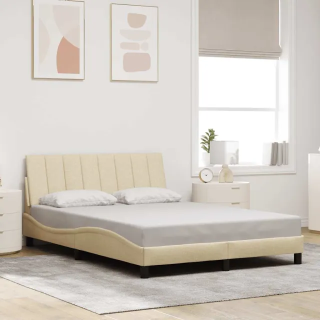vidaXL Bedframe zonder matras "Hanko" stof crèmekleurig 140x200 cm