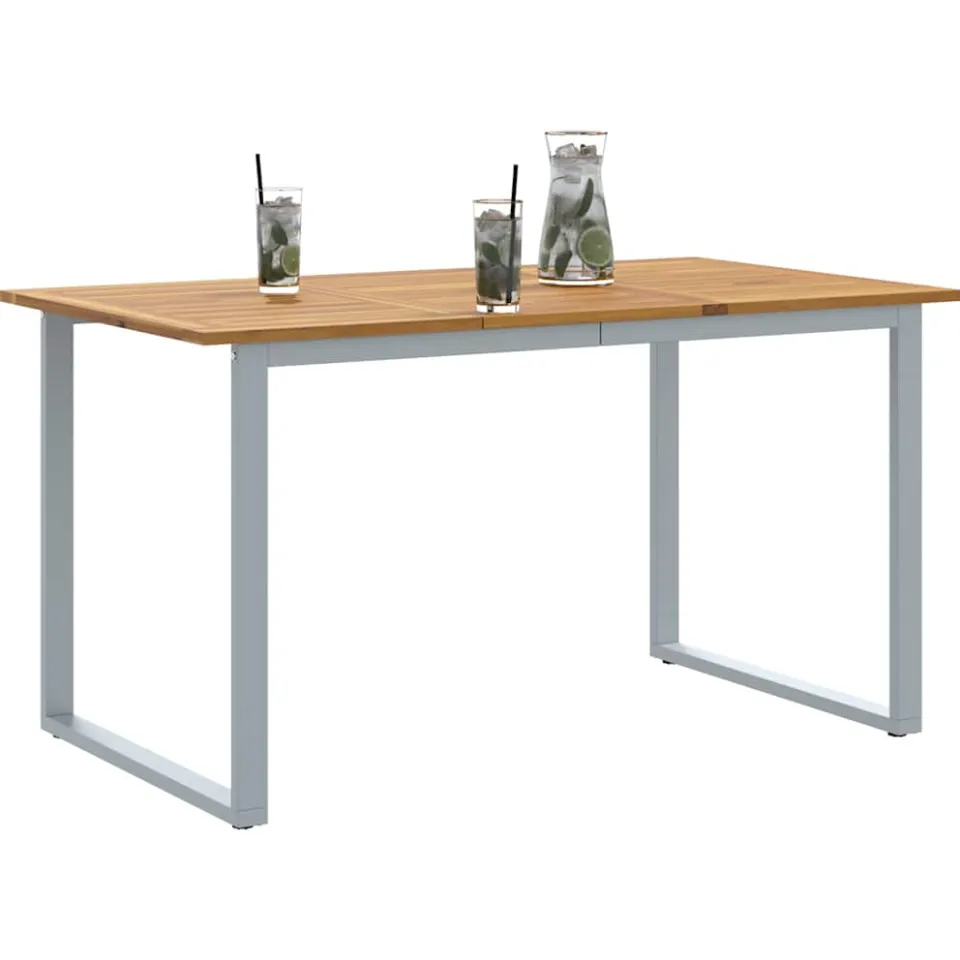 vidaXL Tuinstafel Grijs 140 x 80 x 75 cm Massief Acaciahout