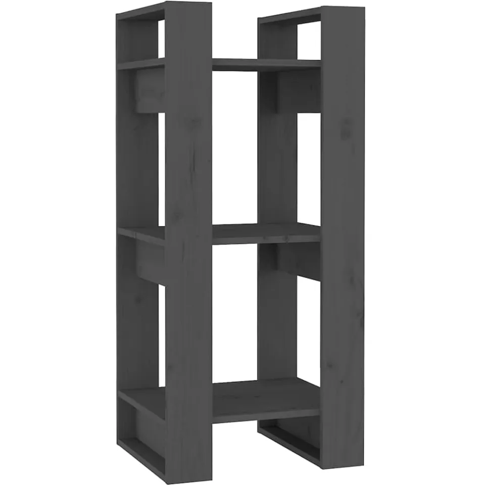 vidaXL Boekenkast/kamerscherm 41x35x91 cm massief grenenhout grijs