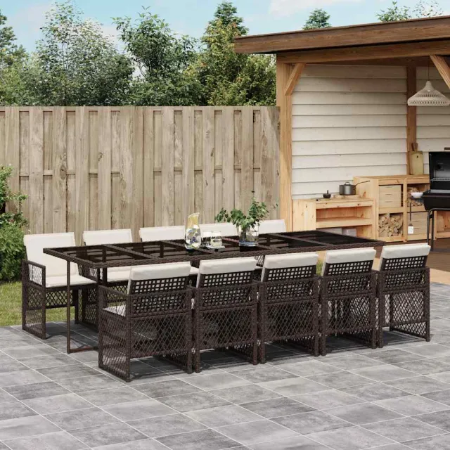 vidaXL 11-delige Tuinset met kussens poly rattan bruin, foto 2