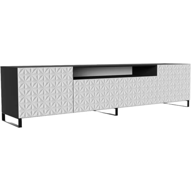 Margaret Hadas24 TV-kast Cali III, woonwand, lowboard, tv-standaard, woonwand, woonkamer, tv-meubel, woonkamermeubels, televisie, highboard, TV-kast, tv-lowboard, 200 cm, 3 deuren, zwart, wit