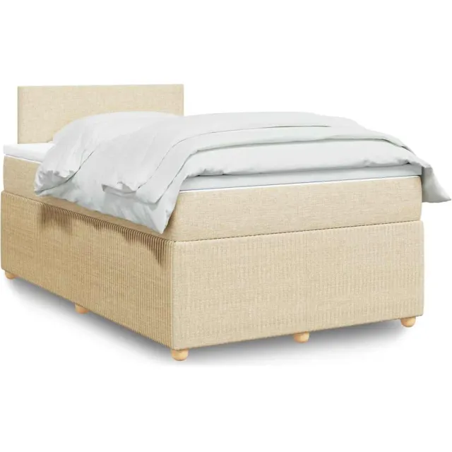 vidaXL Boxspring met matras stof crèmekleurig 120x200 cm