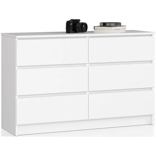 Akord Ladekast K120 met 6 Lades / AKORD Furniture Factory / Wit / 120 x 77 x 40 cm