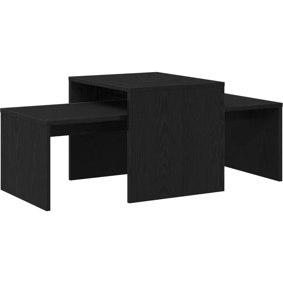 vidaXL Nesttafels Zwart Eiken 100 x 48 x 40 cm Bewerkt hout, foto 3