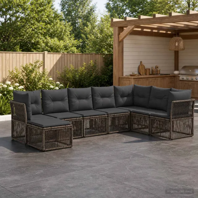 vidaXL Tuinbankenset 8 st Grijs poly rattan, foto 2