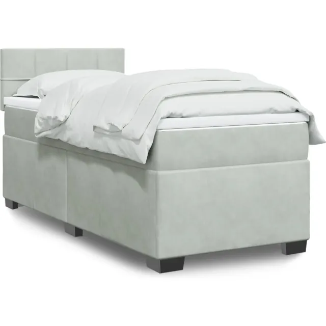 vidaXL Boxspring met matras fluweel lichtgrijs 80x200 cm grijs