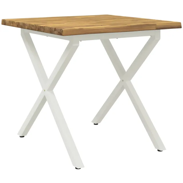 vidaXL Eettafel - met - levendige - rand - 80 - x - 80 - x - 75 - cm - Massief - Acacia - Hout Whitewash en wit