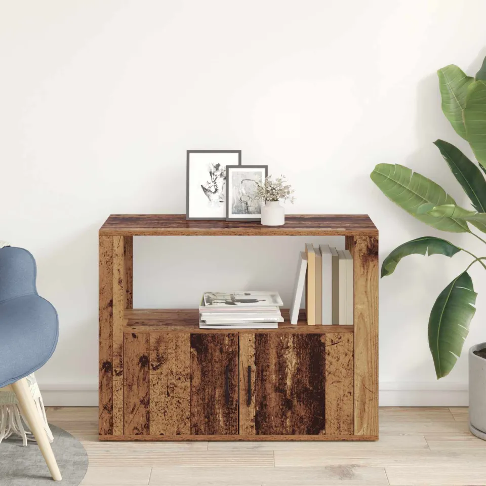 vidaXL Dressoir Oud hout 80 x 30 x 60 cm Bewerkt hout bruin, foto 4