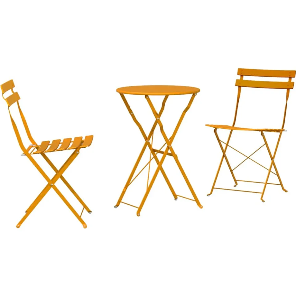 vidaXL Vouw Bistro Set 3 st Mosterdgeel Staal, foto 3