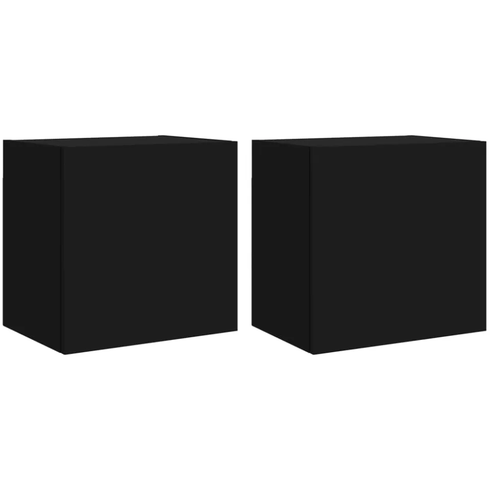 vidaXL Tv-wandmeubels 2 st 40,5x30x40 cm bewerkt hout zwart