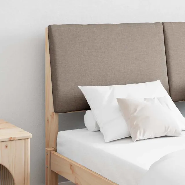 vidaXL Gestoffeerd hoofdbord Taupe 140 cm Massief grenenhout Bruin