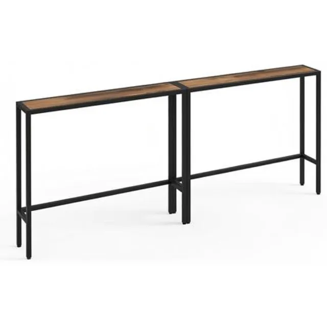 J.T.R Consoletafel-Haltafel-Set van 2 smalle Consoletafel -Entreetafel-Oplaadstation & USB-poorten-Stevig en stabiel, retro bruin.