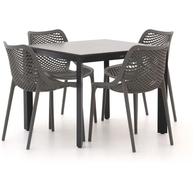 Forza Furniture Forza Ripi/Sestino 90cm dining tuinset 5-delig stapelbaar Grijs
